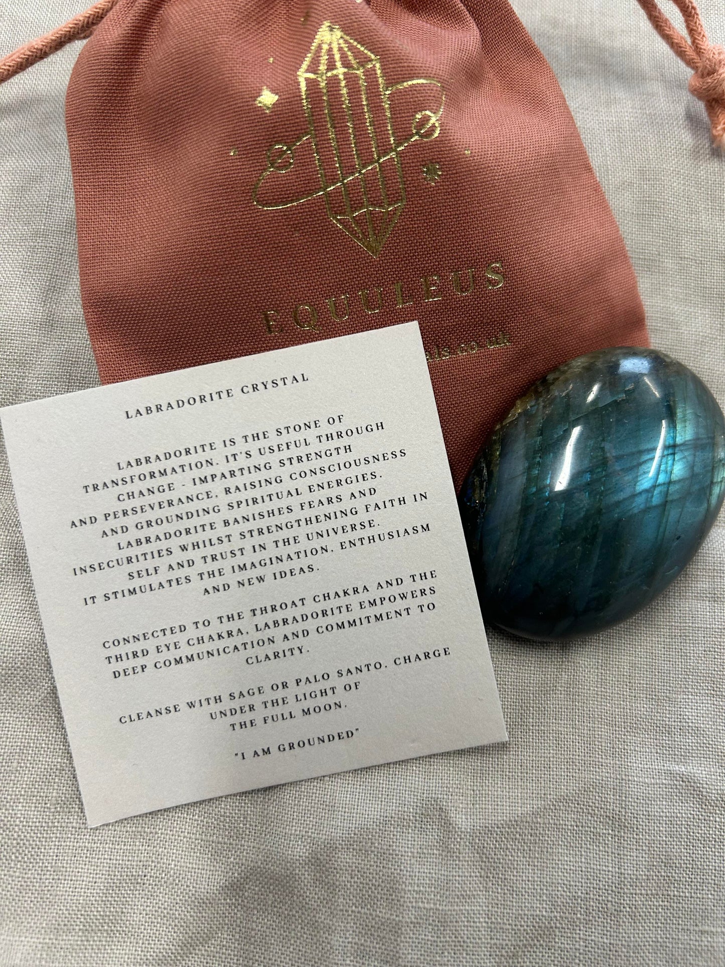 Labradorite Palm Stone Crystal "I am Grounded"