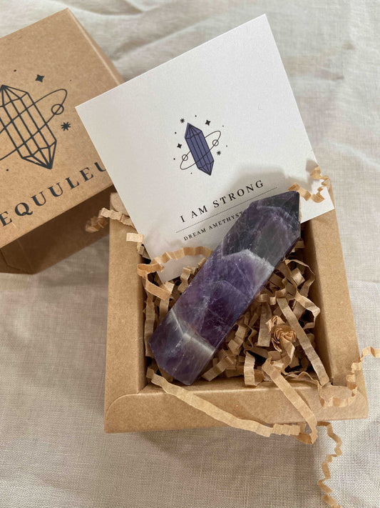 I am Strong, Amethyst Crystal Point & Affirmation Gift