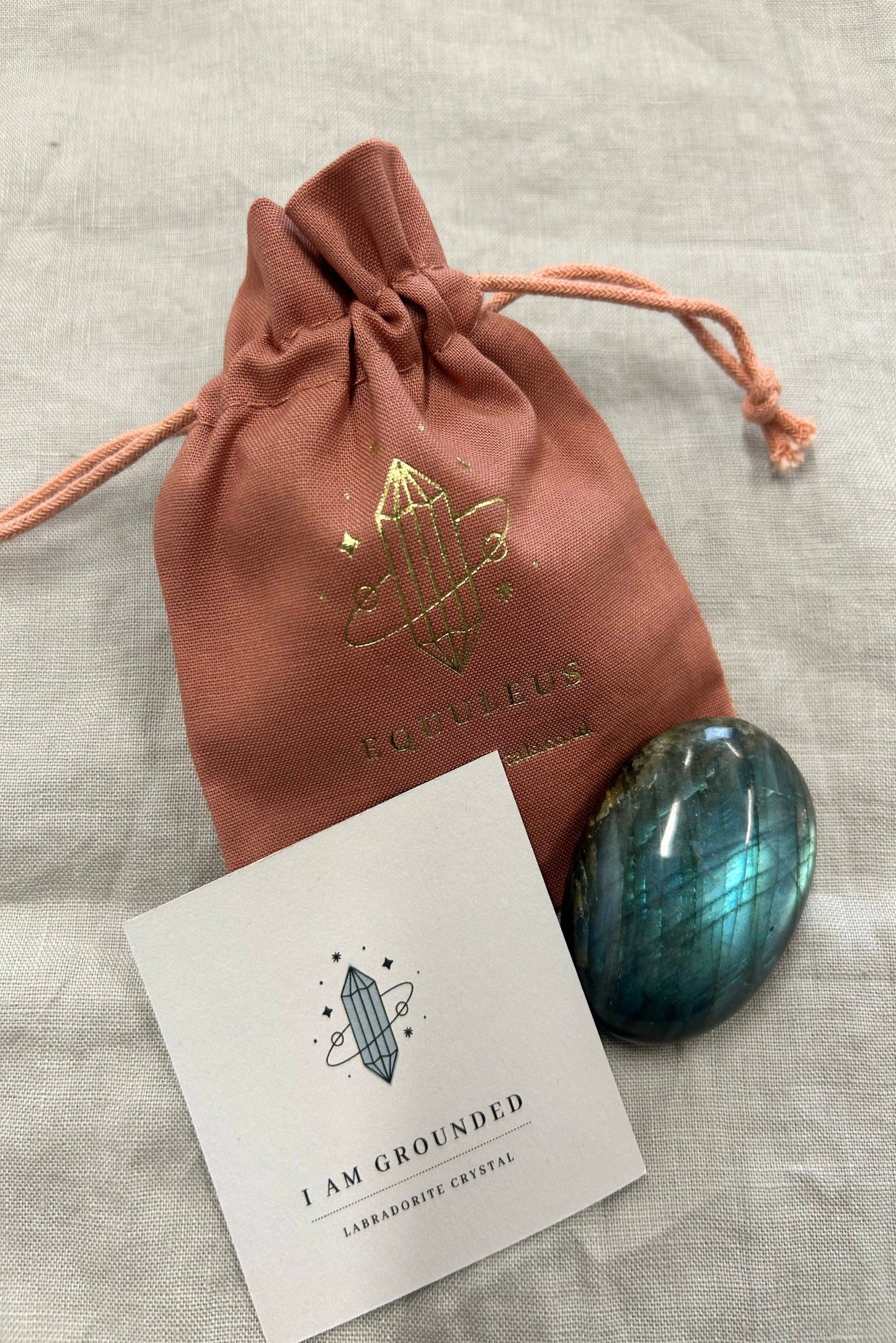 Labradorite Palm Stone Crystal "I am Grounded"