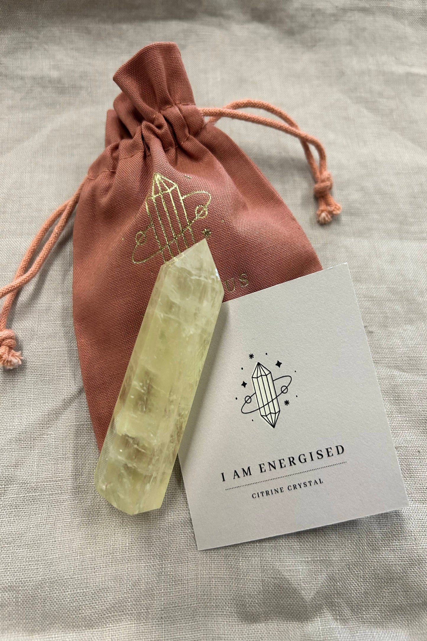 I am Energised, Citrine Crystal Point & Affirmation Gift