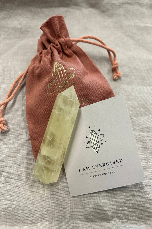 I am Energised, Citrine Crystal Point & Affirmation Gift