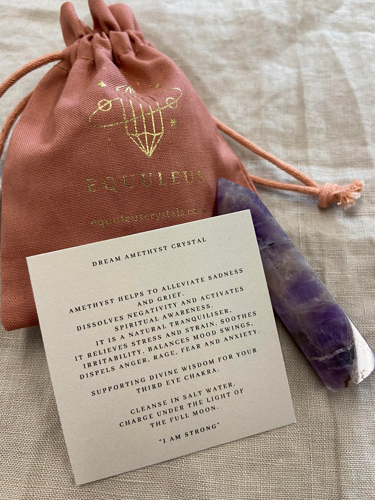I am Strong, Amethyst Crystal Point & Affirmation Gift