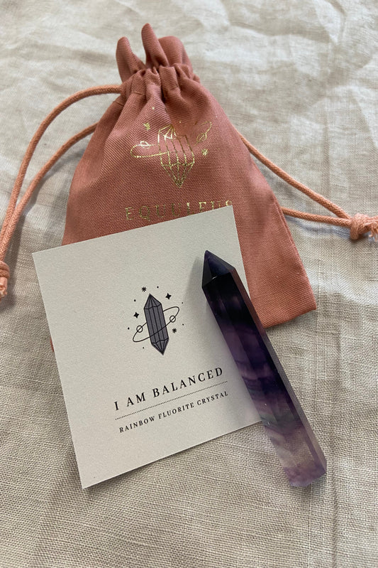 I am Balanced, Fluorite Crystal Point & Affirmation Gift