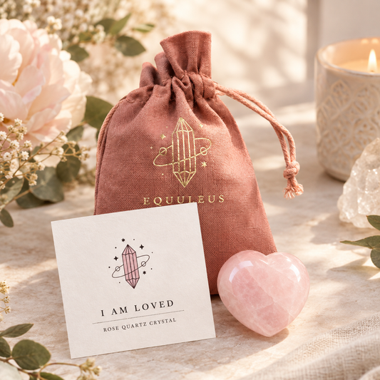 I am Loved, Rose Quartz Crystal Heart & Affirmation Gift