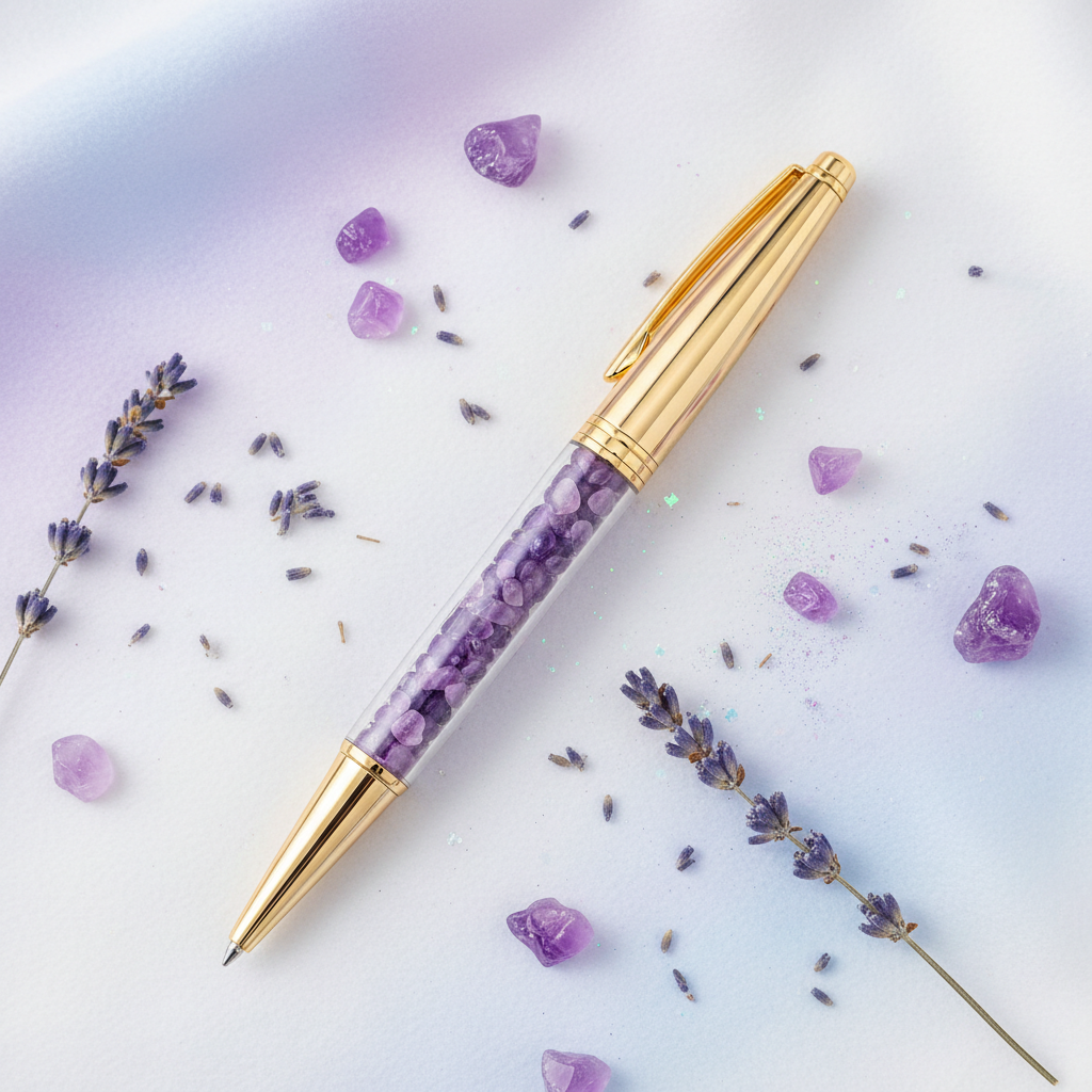 Wellness Journal with Amethyst Crystal Pen