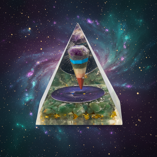 7 Chakra Orgonite Pyramid - Green Aventurine