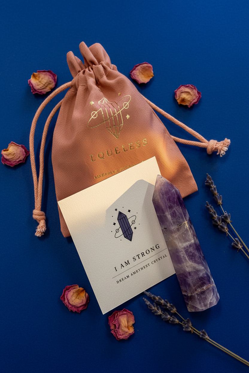 I am Strong, Amethyst Crystal Point & Affirmation Gift