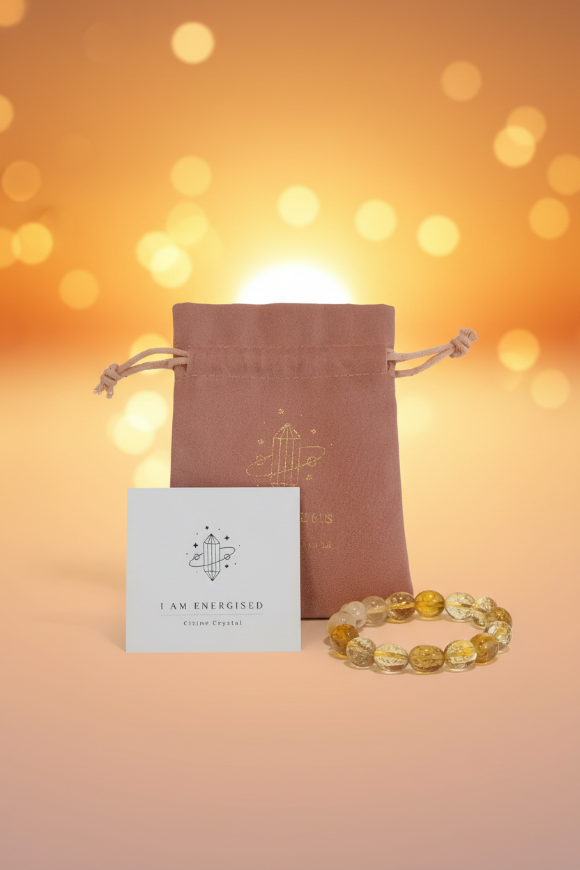 I Am Energised Citrine Crystal Bracelet Affirmation Kit