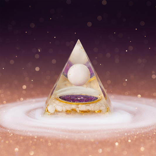 Orgonite Pyramid - Floating White Quartz Sphere