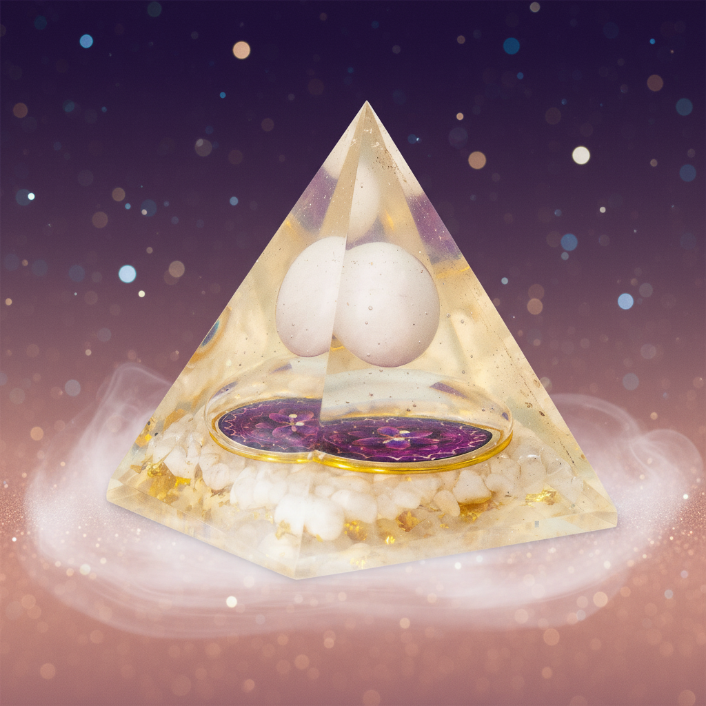 Orgonite Pyramid - Floating White Quartz Sphere
