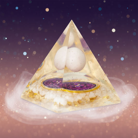 Orgonite Pyramid - Floating White Quartz Sphere
