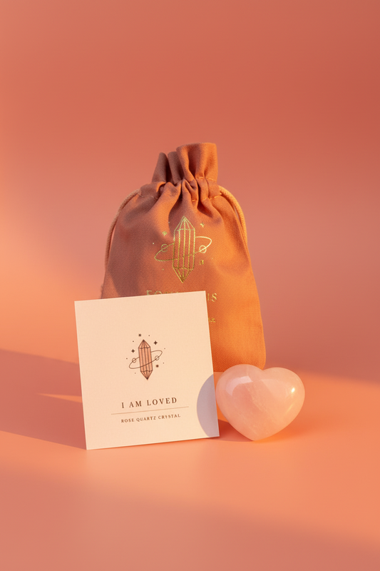 I am Loved, Rose Quartz Crystal Heart & Affirmation Gift